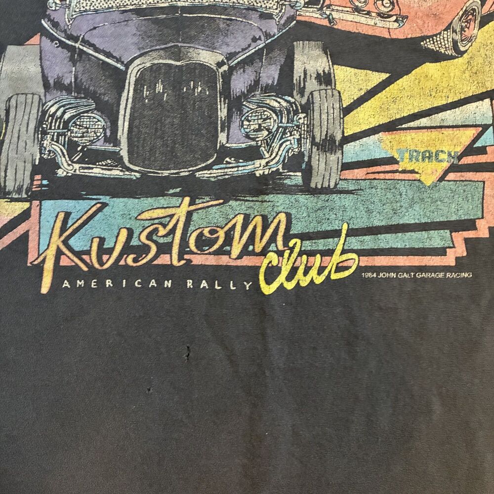 John Galt Vintage Distressed Off Shoulder Race Car Graphic Grunge Y2K Tee - Picture 8 of 8